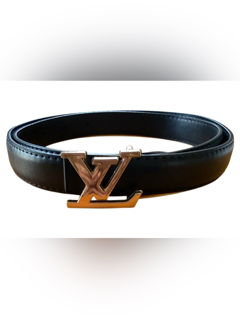 Women's Fashionable Black Belt in Gold-tone